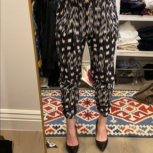 Black and white silk pants